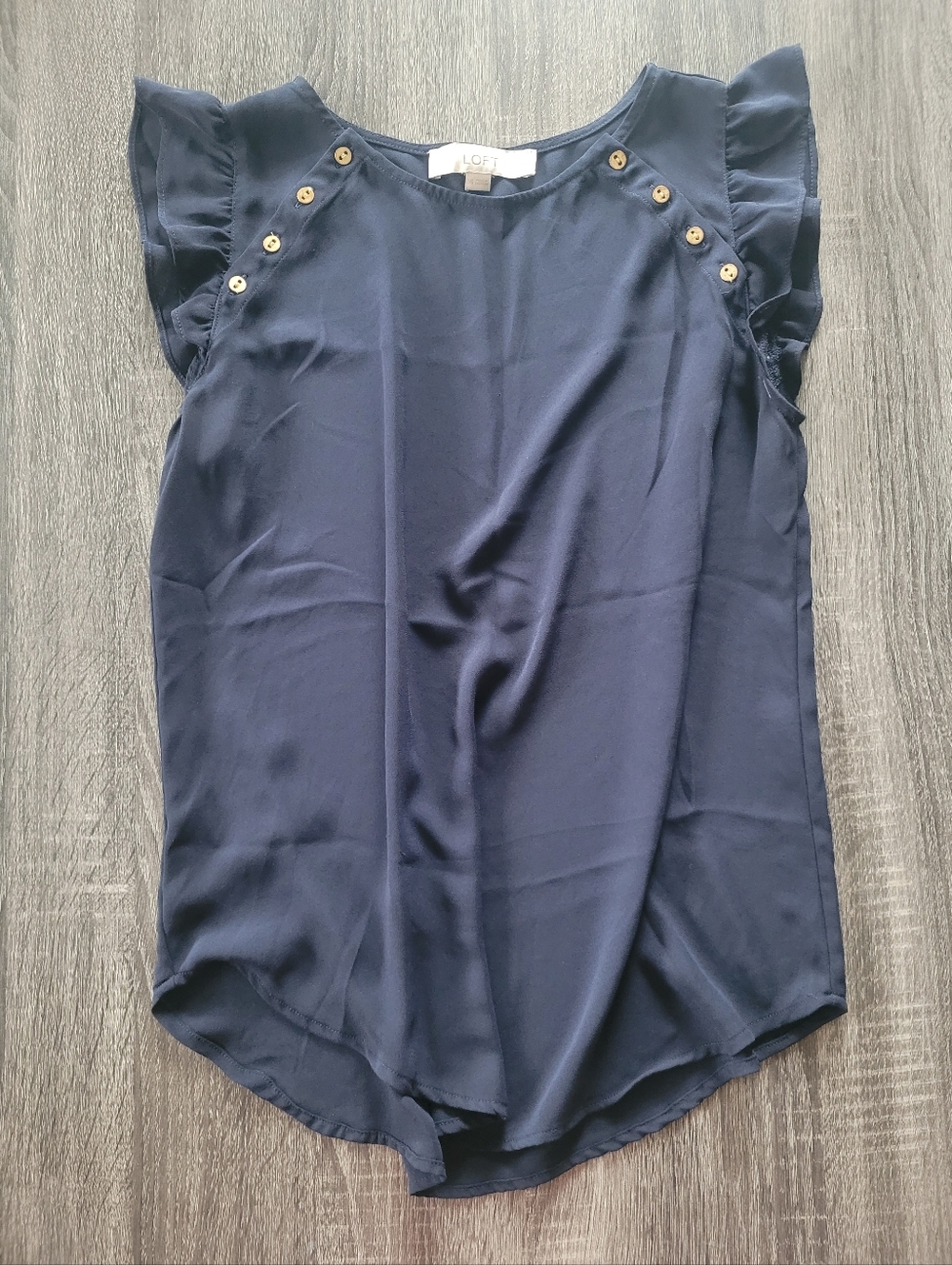 LOFT Button Ruffle Sleeve Top